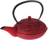 – Kinesiskt Dragon Tea Set – 1 tekanna, 4 gjutjärnskoppar och tesil – Kapacitet 0,8L – Japansk asiatisk dekor – Presentidé för japansk servis – Färg Röd
