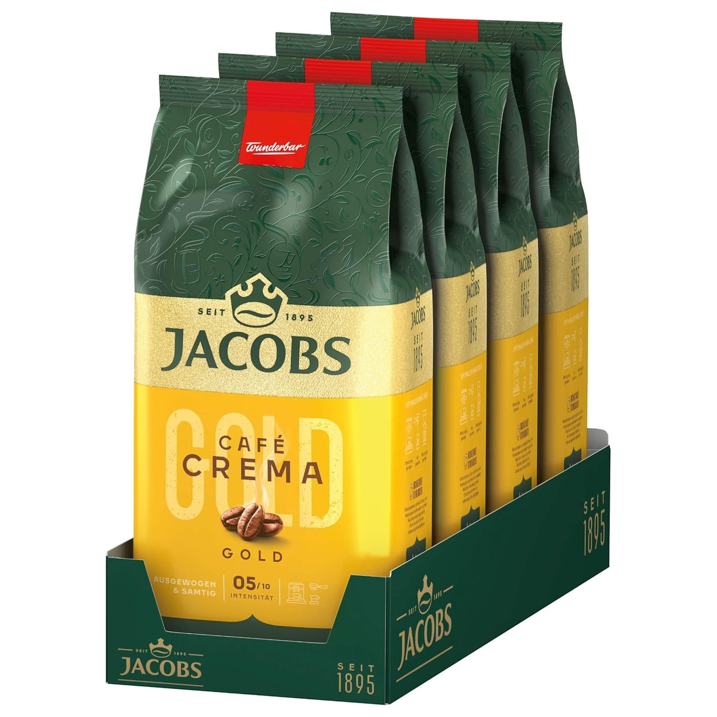Jacobs Expert Roast Cafe Crema Gold, hela kaffebönor (4 x 1 kg)