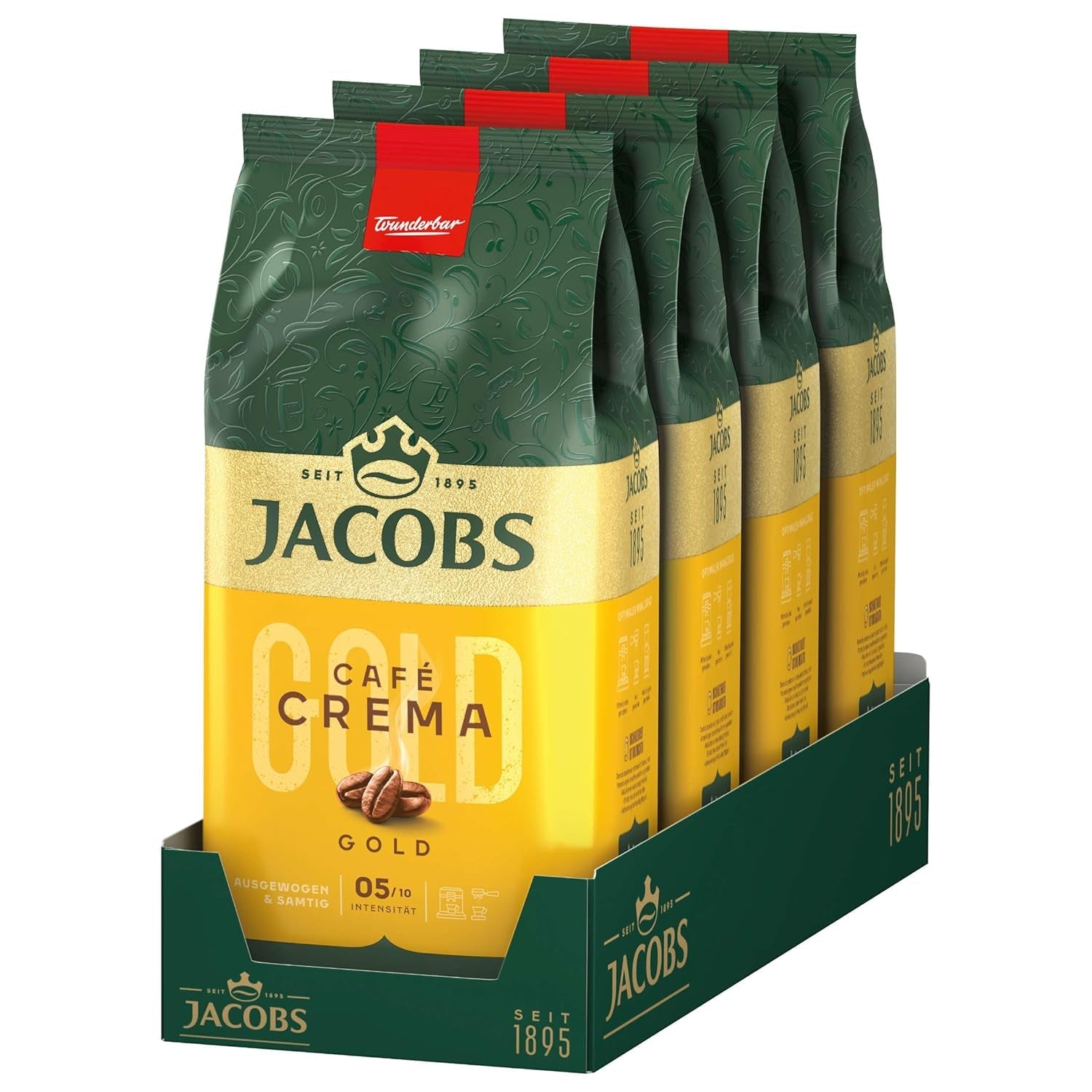 Jacobs Expert Roast Cafe Crema Gold, hela kaffebönor (4 x 1 kg)