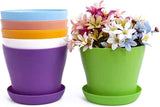 20 cm stora plastblomkrukor med fat, vita självbevattnande blomkrukor med fat, frökrukor av plast, förtjockade krukor för inomhus- och utomhusplantering (6 stycken)