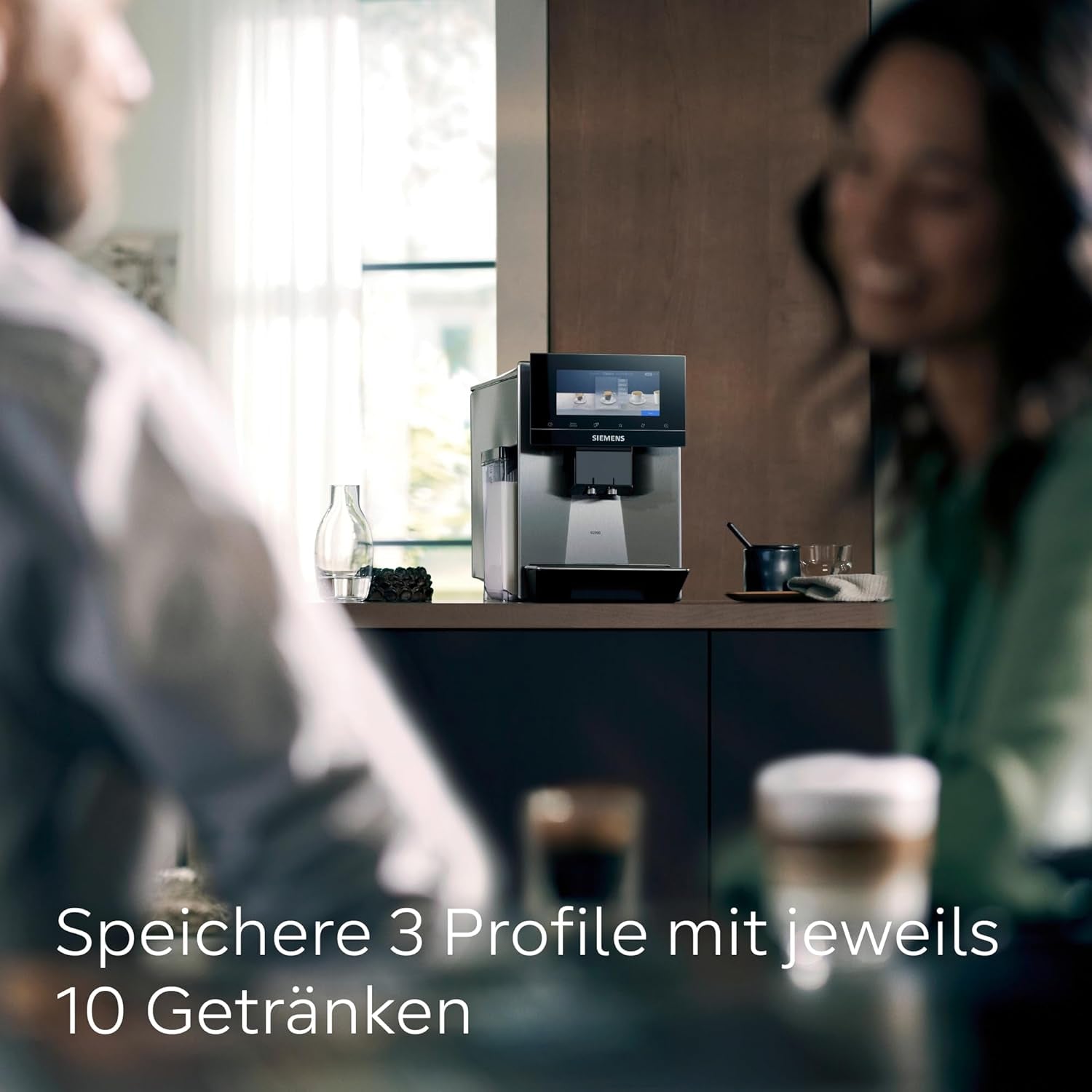 Siemens EQ900 TQ903D03 Automatisk espressomaskin, Appkontroll, Intuitiv Touch Display, Barista Mode, AromaBoost, Brusreducering, Premium Grinder, Automatisk Ångrengöring, 1500 W, Rostfritt stål