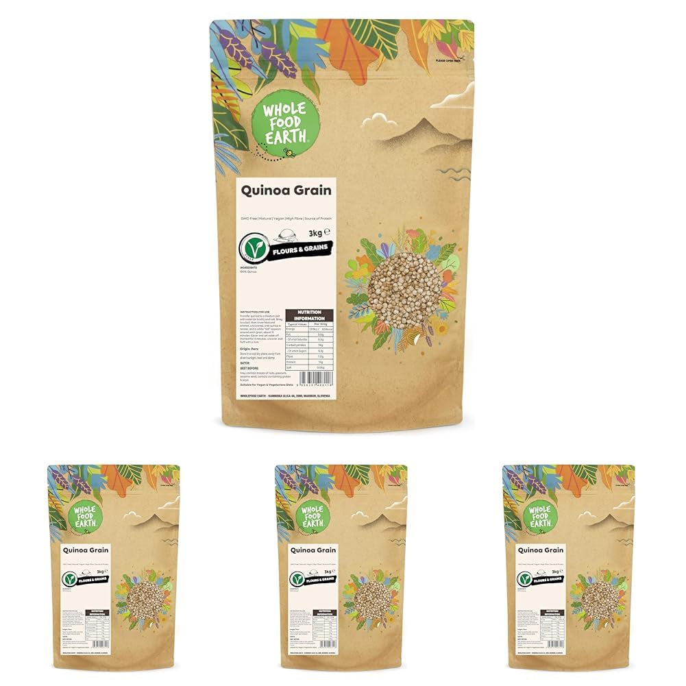 Wholefood Earth quinoa korn - icke-GMO - naturligt - veganskt - mjölkfritt - inget tillsatt socker - 3 kg