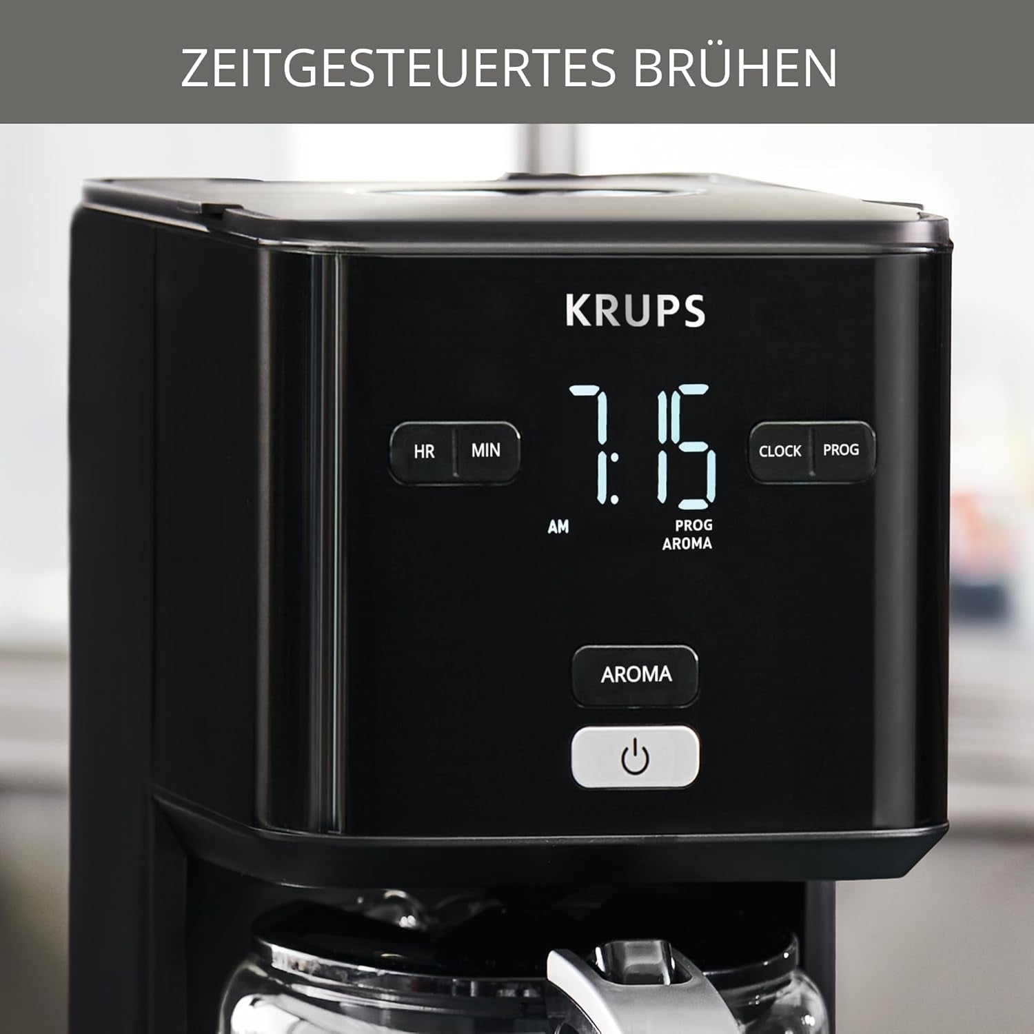 Krups Smart'n Light kaffemaskin med timer, för 1,25 liter filterkaffe, varmhållningsfunktion, automatisk avstängning, svart, KM600810