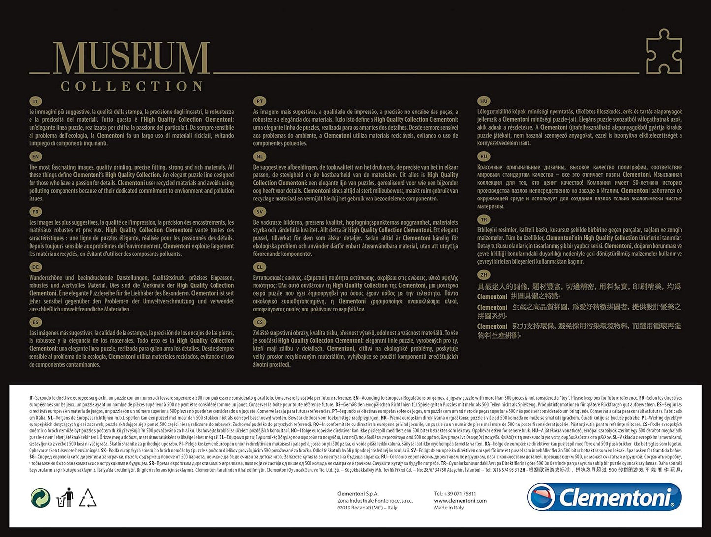Clementoni 39378 Hokusai - The Great Wave - 1000-bitars pussel, museumssamling, skicklighetsspel för hela familjen, färgglada stretching-spel, pussel för vuxna 14+ Pussel Naty Shop