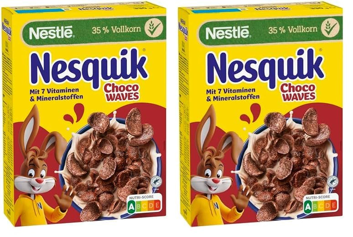 Nestlé Choco Waves, krispig vågformad chokladfrukost (33 % fullkornsinnehåll), 1 förpackning (1 x 330 g)