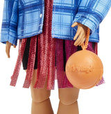 Barbie HDJ46 - Extra docka i klänning med baskettröja och tillbehör, med Corgi Pet, extra långt lockigt hår med rosa ränder och flexibla leder, presentleksak för barn 3+ Naty Shop Dolls