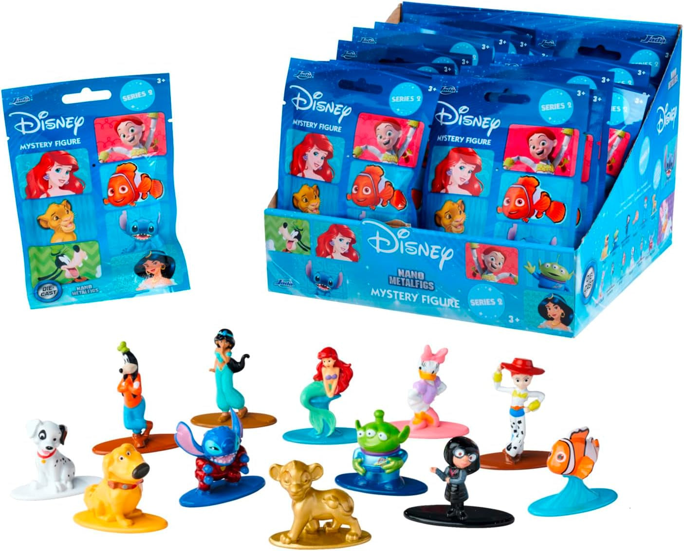 Jada Toys Disney Figure (1X Mystery Figure i Blind Pack) - 1 Surprise Collectible Figure Från 12 Disney Figurer, Nano Metal Figur (4 cm) För barn och fans i åldrarna 3+, Serie 2, Svarta Actionfigurer Naty Shop Standardtitel