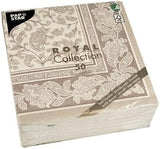 Papstar, 50 servetter "ROYAL Collection" 1/4-faldig 40 Cm X 40 Cm Mocca "Ornaments", #19894