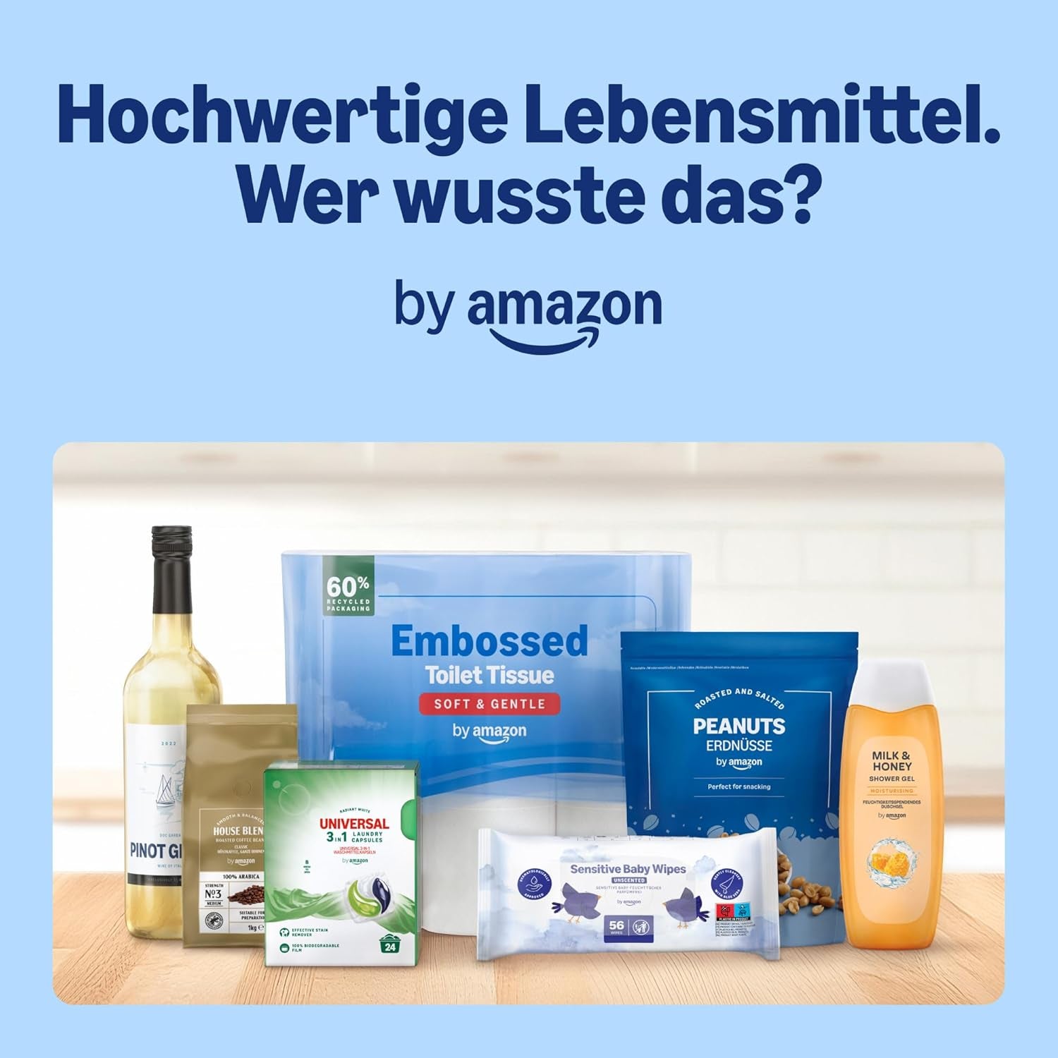 Amazon Ultra Sensitive Baby Wipes, 1080 Wipes, Oparfymerade, 18 paket med 60 Wipes (tidigare Amazon Brand, identisk produkt)