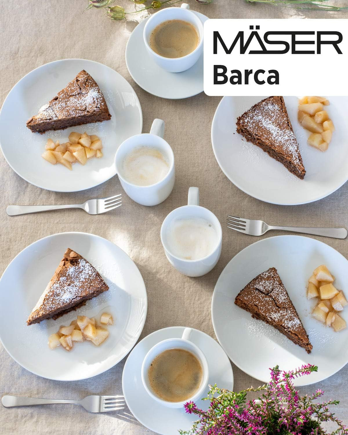 Mäser Barca servisset för 6 personer, set om 12, porslin, vitt