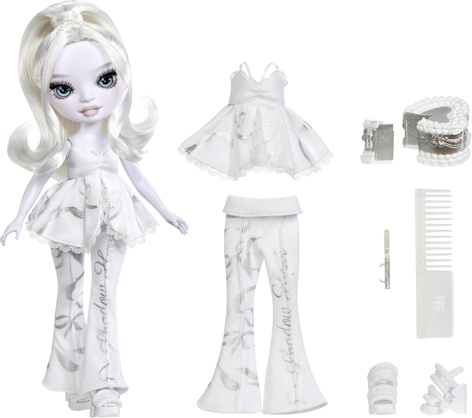 Rainbow High Shadow High Girl's Night Doll - Natasha Zima - 28cm modedocka i nyanser av grått, vitt hår och silveroutfit med accessoarer och kam - För samlare och barn från 6 år och uppåt