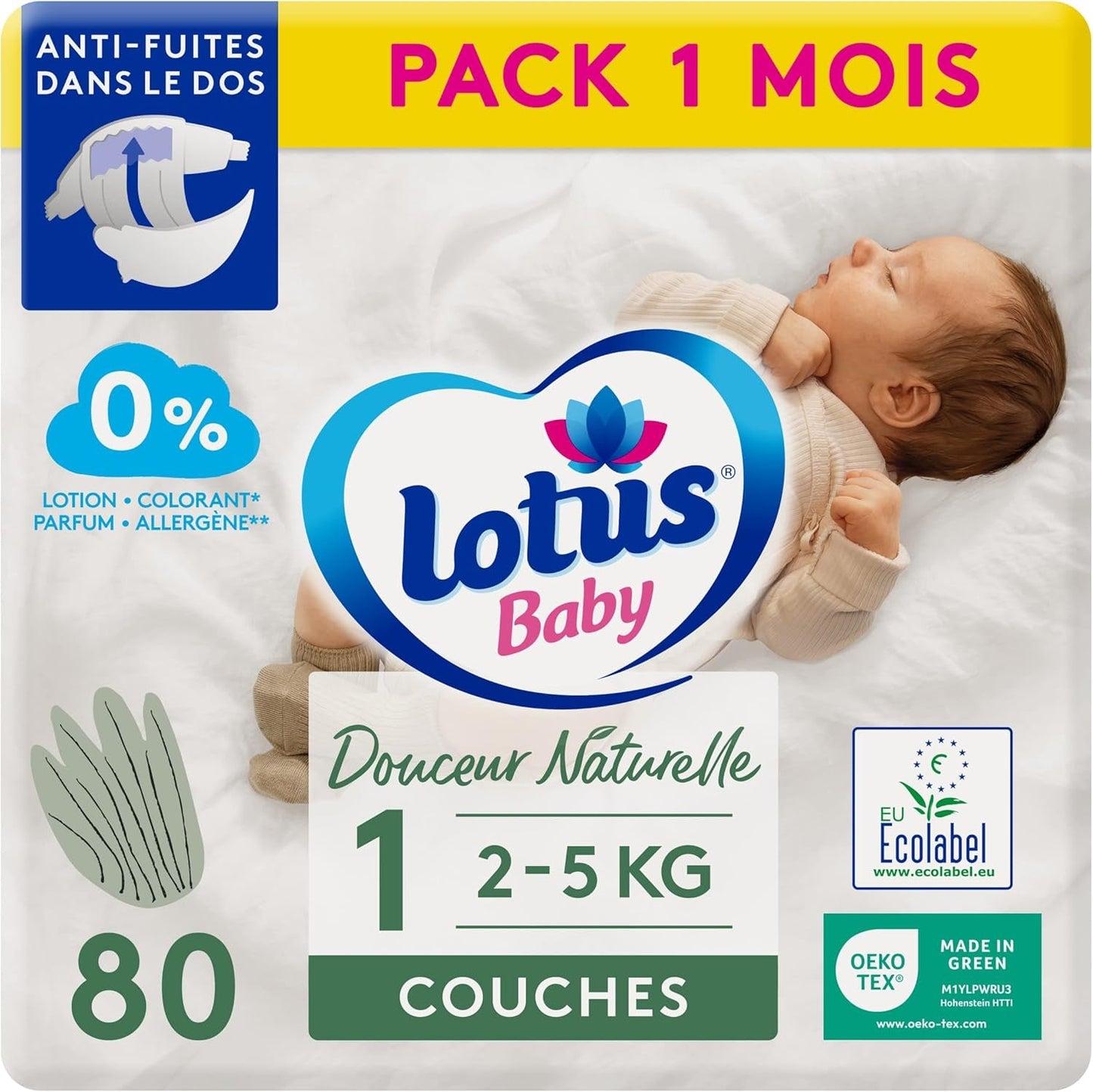 Douceur Naturelle – Storlek 3 blöjor (5-9 kg) 1 månadsförpackning – 172 blöjor