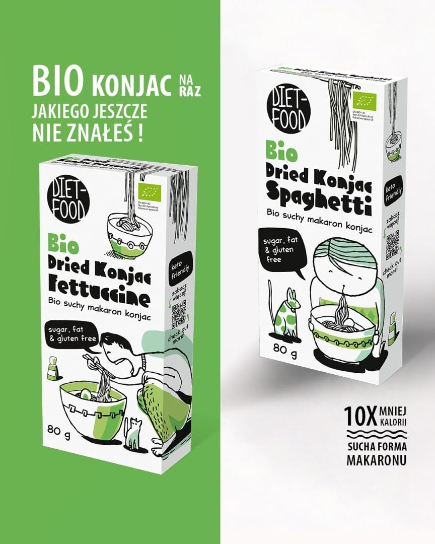 Fettuccine Konjac Shirataki Organic 80g - Lågkalori och lågkolhydrat, glutenfri, lågkolhydrat, lämplig för keto-dieter, med tapiokamjöl