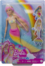 Barbie Dreamtopia Rainbow Magic Mermaid, Barbie Mermaid med regnbåghår, vattenaktiverad docka med färgskiftande, 3 år gammal leksak, flickpresent, GTF89 Naty Shop Dolls