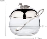 EDZARD anksyltburk (Ø 10 cm) av silver och glas - Ask och sked - Skål, sockerbehållare, ost - Syltburk med lock, förvaring med lock, presentask med lås
