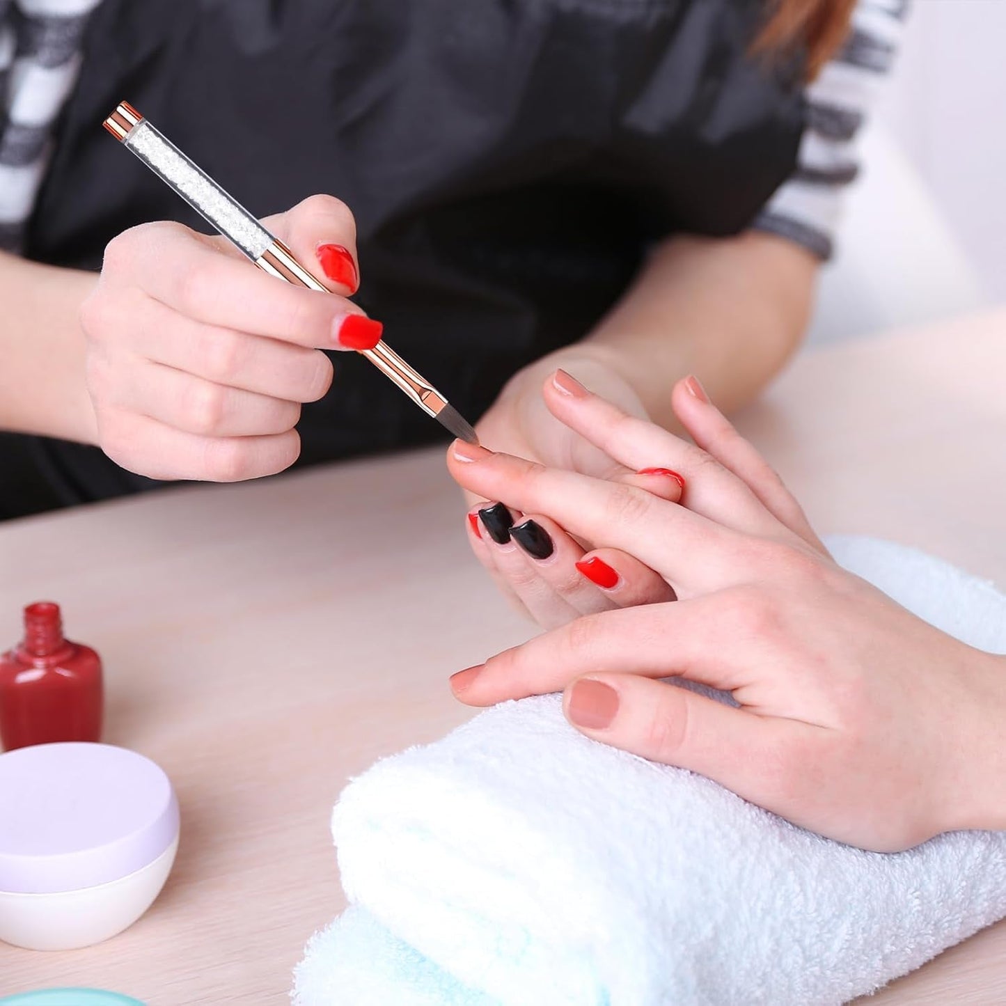 6 st Nagelborstar med lock Nagel UV Gel Akryl Nagelborste Nagel Gel Borste Delvis Nail Art Borste Set