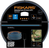 Fiskars L vattenslang, UV-skydd, trycktestad, vridstyvhetsnivå 4 (av 5), 30 m, Ø 1,3 cm (1/2"), 4,2 kg, svart/orange/blå, 1027105