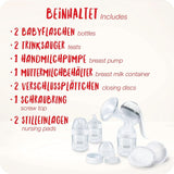 NUK Nature Sense manuell bröstpump | Amningsset med manuell bröstpump, flaskor och amningsskydd Ultra Dry Comfort | 6 st Babymat och amningstillbehör Naty Shop