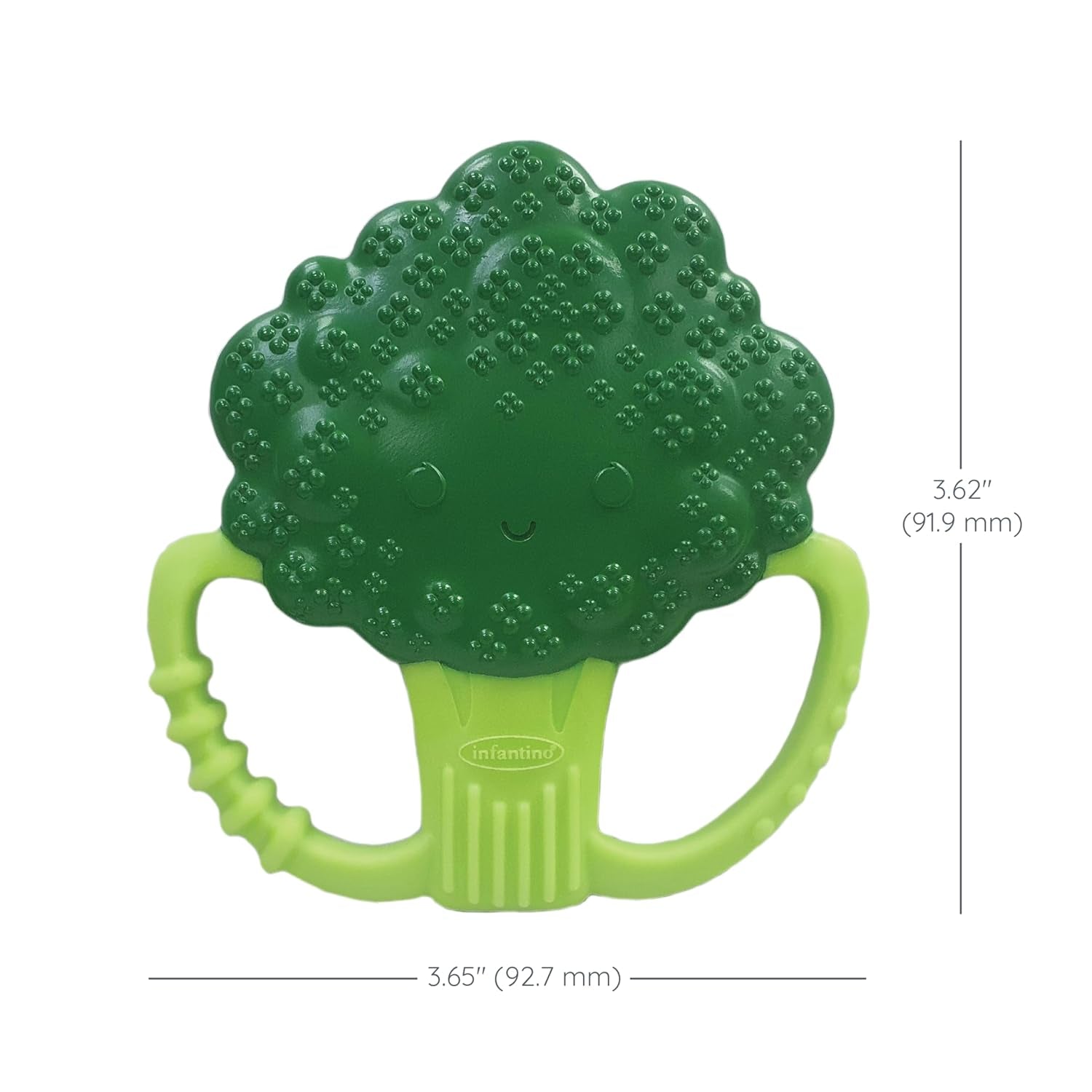 Infantino Lil' Nibbles, texturerad silikonbitring, BPA-fri babybitringleksak, mjuk, lätt att hålla, sensorisk stimulering för spädbarn, broccoli