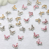 Mini Butterfly Zircon Nail Nyckelringar Y2K Vit Champagne Rosa Rhinestone Crystal Butterfly Nyckelringar Nails 3D Butterfly Nail Design Nyckelringar Butterfly Nails Dekoration Nail Art Nyckelringar Nageltillbehör