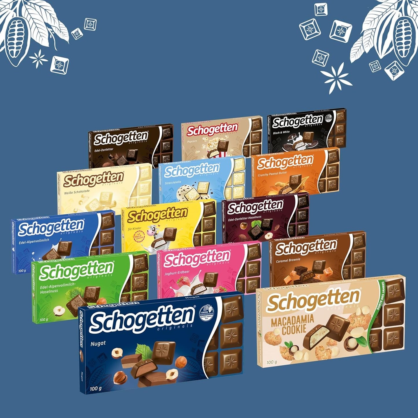 Schogetten Nougat chokladkaka 100g, individuellt portionerad. En fröjd. Bit för bit.