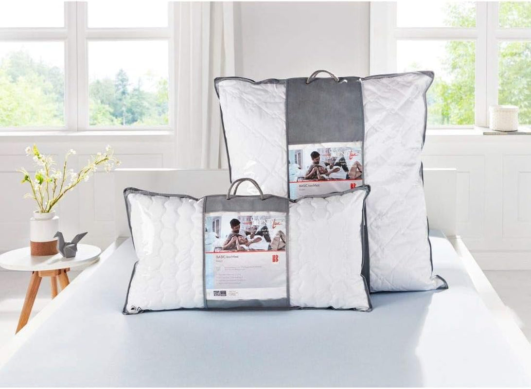 Badenia Trendline Comfort kudde med bomullsöverdrag, 40 X 80 cm, vit, Oeko-Tex certifierad, tillverkad enligt tysk kvalitetsstandard Naty Shop standardkuddar