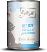MjAMjAM - Premium våt kattfoder - Mör anka och fjäderfä med läckra morötter, 1 förpackning (1 x 400 g), spannmålsfri med extra kött