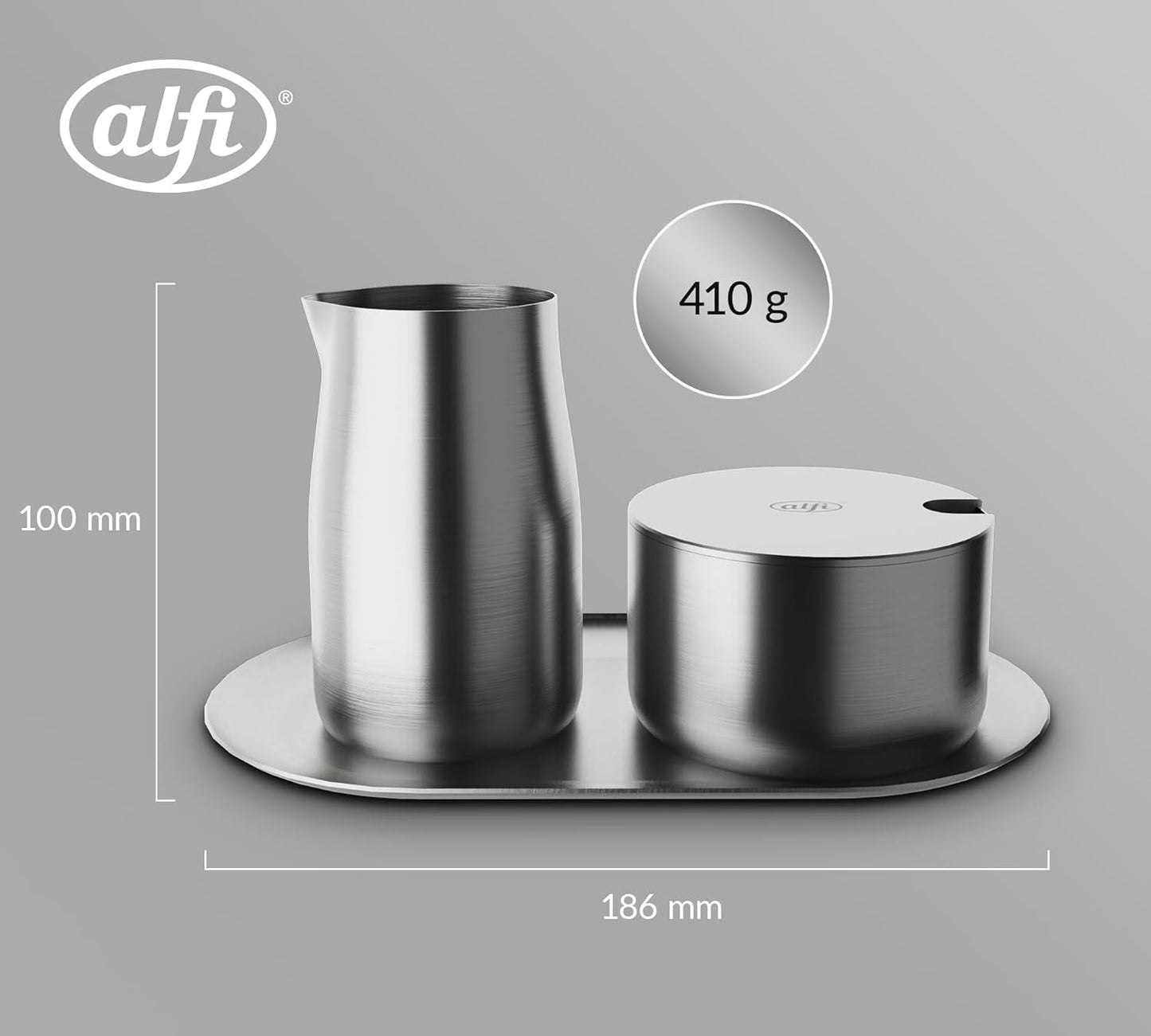 alfi MJÖLK- OCH SOCKERSET, matt finish, högkvalitativt rostfritt stål mjölk- och sockerset, elegant design, tål diskmaskin, hållbart