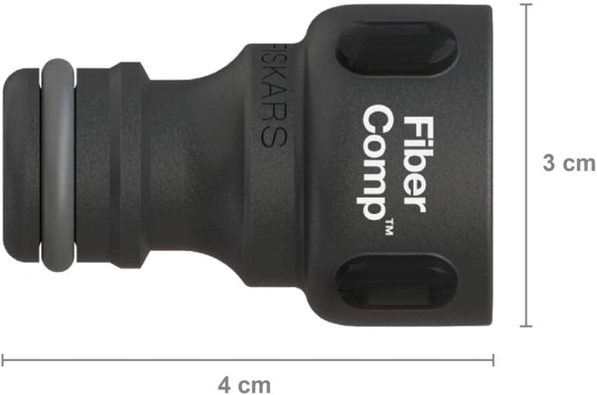 Fiskars krananslutning, för kranar, Ø 21mm (G 1/2"), FiberComp, universell storlek, 10g, svart/orange, 1027053