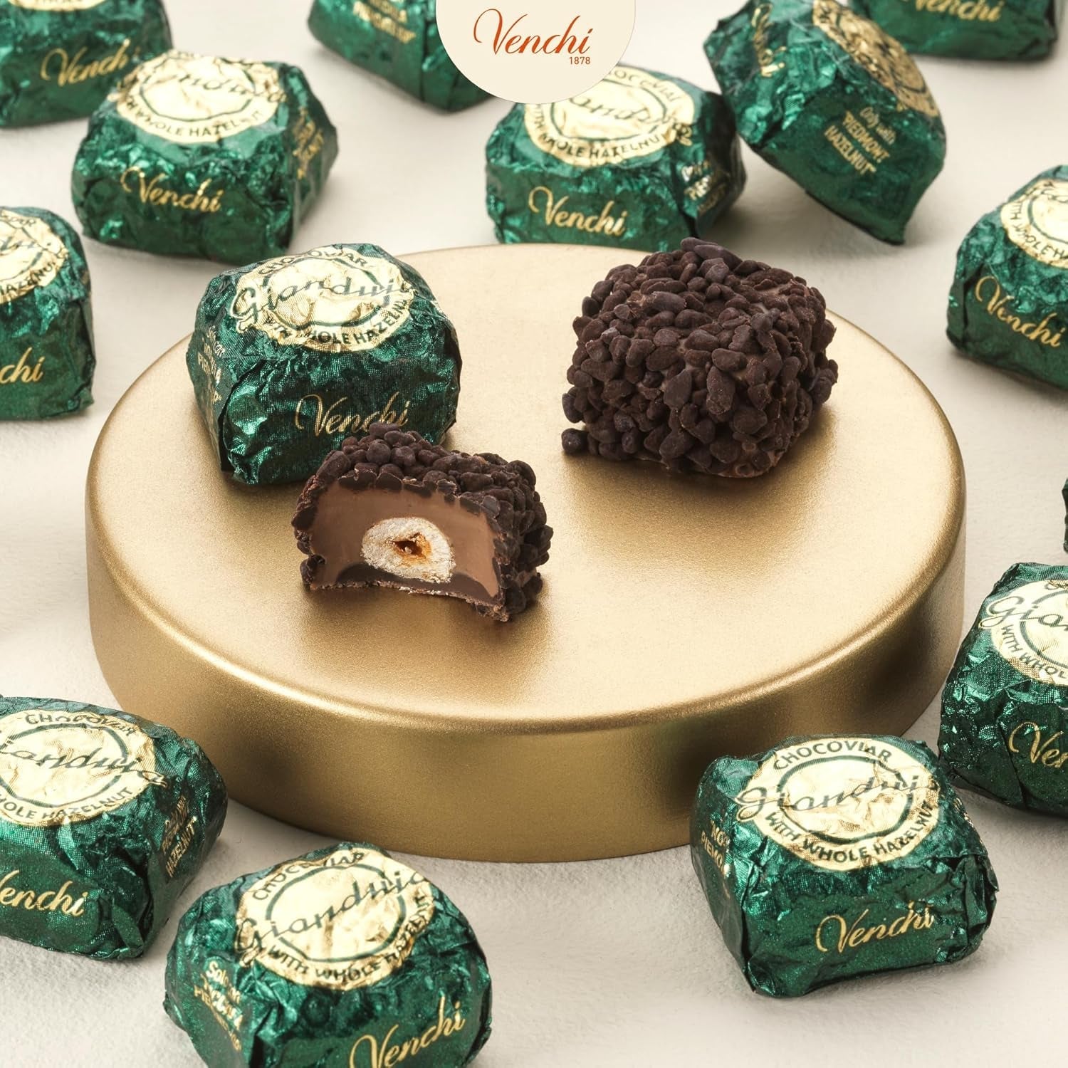 Venchi – Chocoviar Gianduia, praliner i 1 kg påse, Gianduia choklad tillverkad exklusivt med "Piemonte skogshasselnötter", glutenfri, utan konstgjorda färgämnen och utan konserveringsmedel