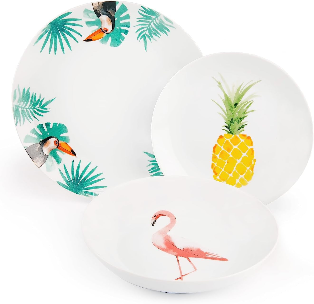 Excelsa Tropical servisset, 18 delar, porslin, vit med dekor