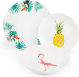 Excelsa Tropical servisset, 18 delar, porslin, vit med dekor