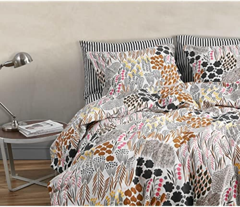 MARIMEKKO Queen Sängkläder Set, Bomull Percale Sängkläder med matchande örngott, Heminredning året runt (Pieni Letto, Flerfärgad, Queen size-säng) Naty Shop Täcken och täcken