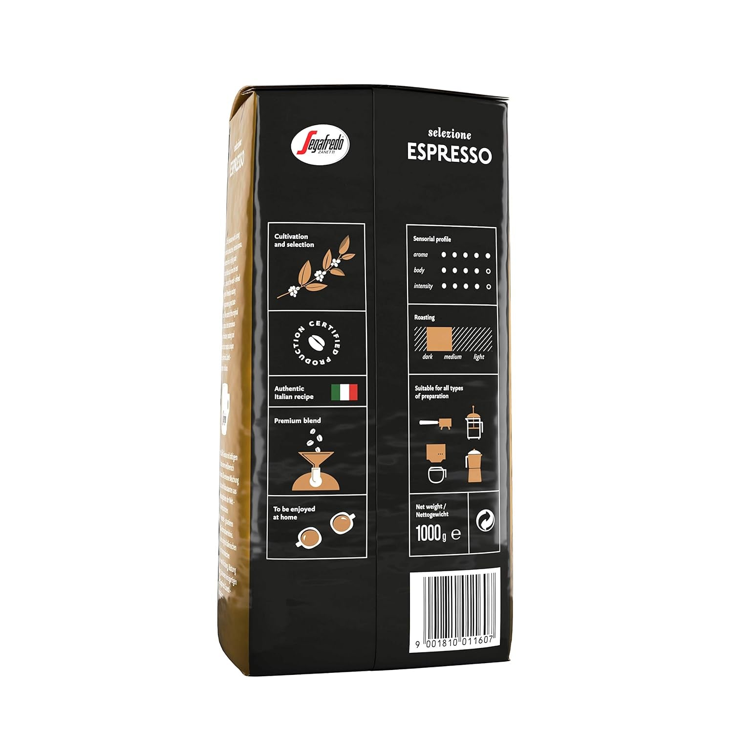 Segafredo - Urval av espressobönor - 8x 1 kg