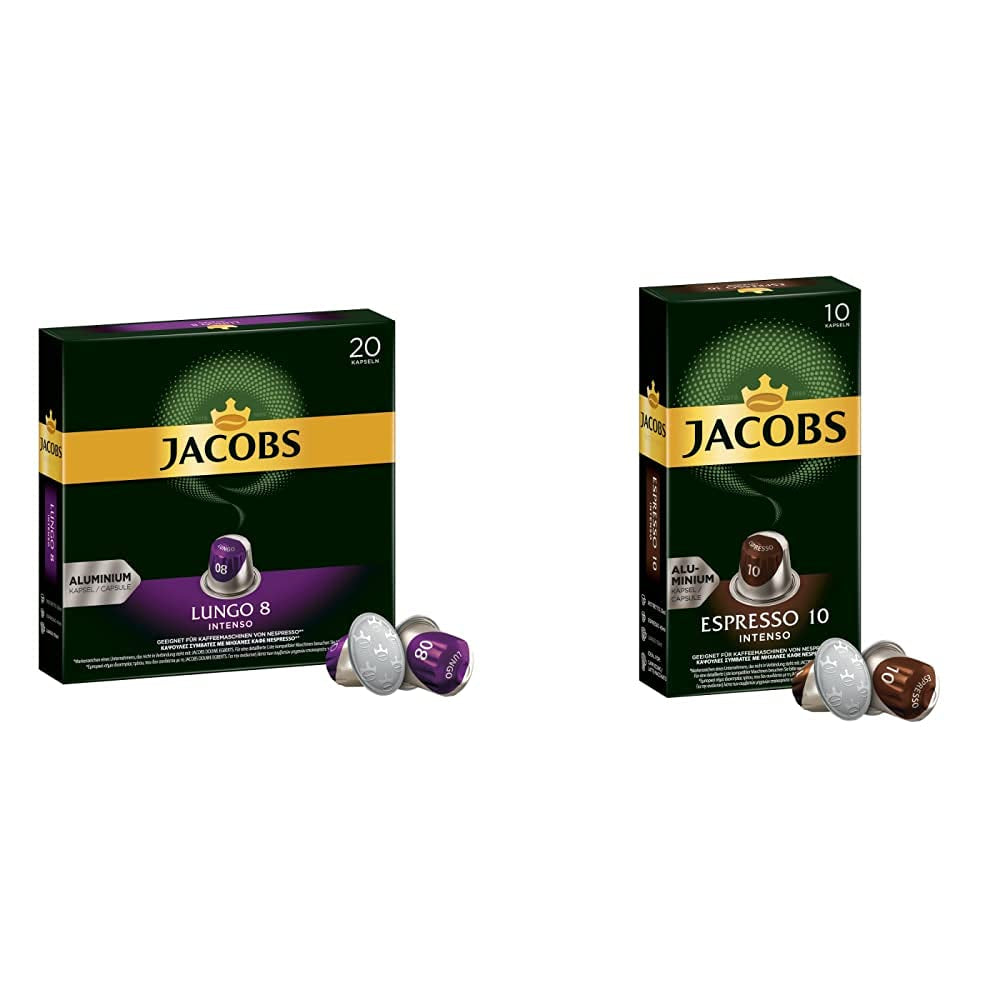 Kaffeekapseln Lungo Intenso, Intensität 8 av 12, 200 Nespresso®* kompatibel Kapseln, 10 x 20 Getränke & Kapseln Espresso Intenso, Intensität 10 100 Nespresso®* kompatibel Kaffeekapseln, 10x10