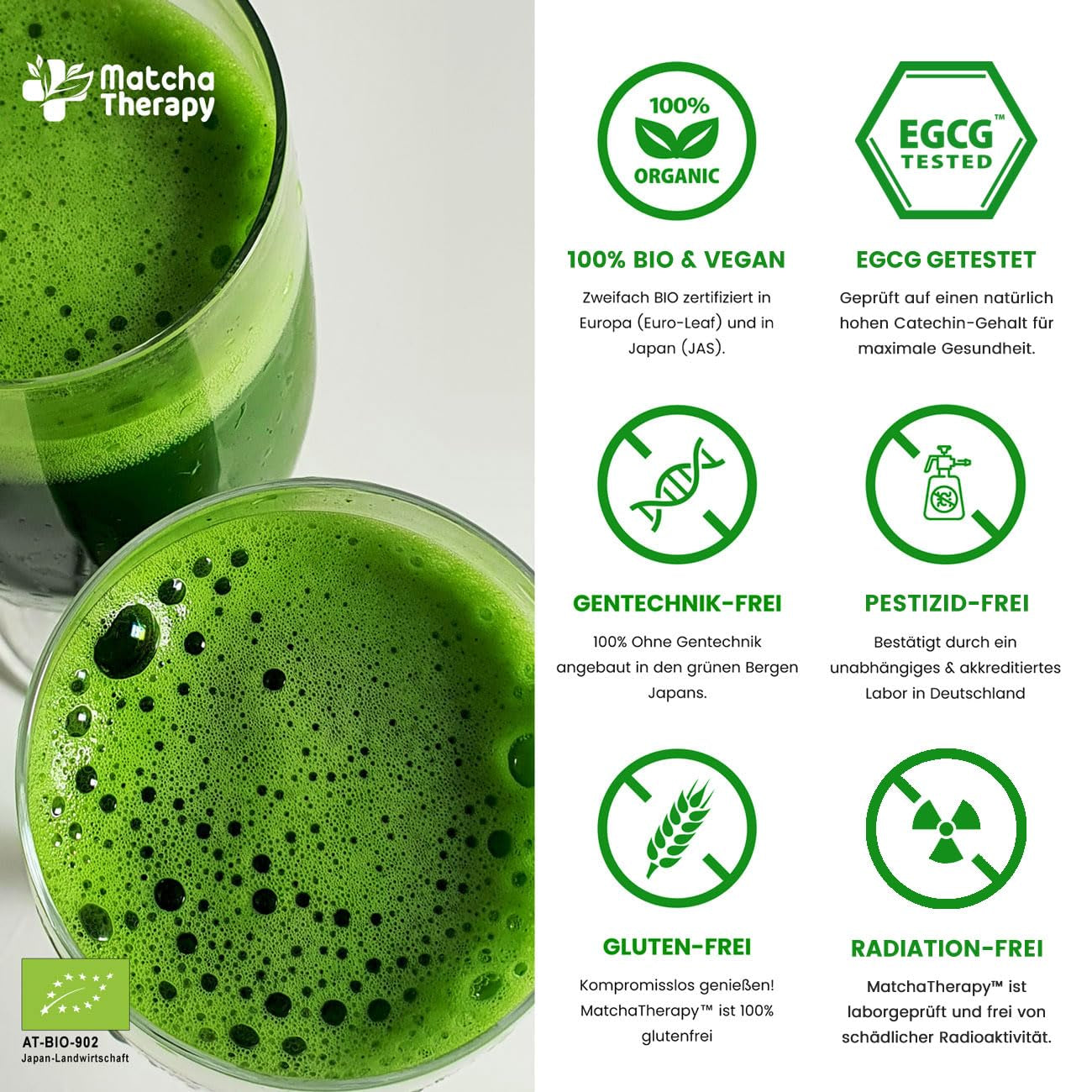 Matchaterapi 30+ | Ekologiskt Matcha-tepulver | 60 g | Med ett verifierat innehåll på minst 30 mg/g katekin EGCG | Stödjer immunförsvaret och energinivåer | Ceremoniell kvalitet | Grönt te från Japan