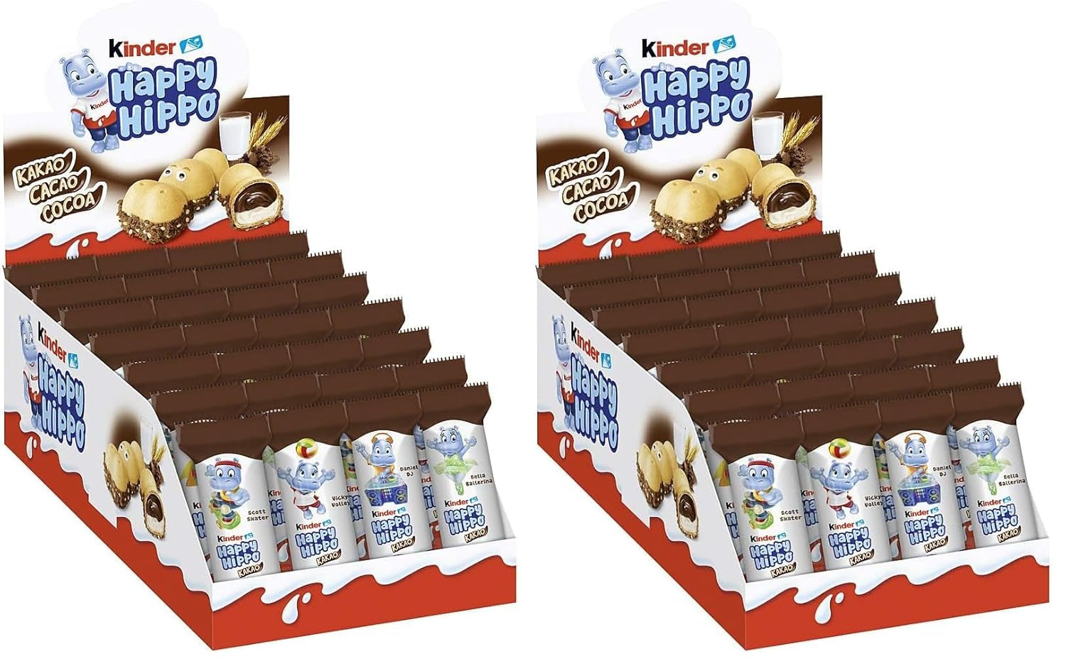 Kinder Happy Hippo Hasselnöt - Specialknäckiga rån med mjölk och hasselnötskräm - Karneval och Mardi Gras sötsaker - 1 förpackning innehållande 5 individuella barer på 20,7 g vardera