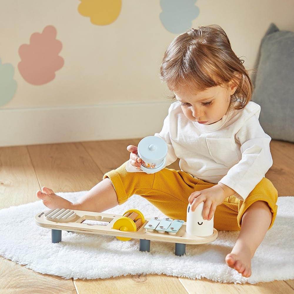 Janod - Sweet Cocoon musikaliska spår - 5 musikaktiviteter för barn - Tidig musikalisk utbildning - FSC träleksak - Från 12 månader, J04058 Baby Toys Naty Shop