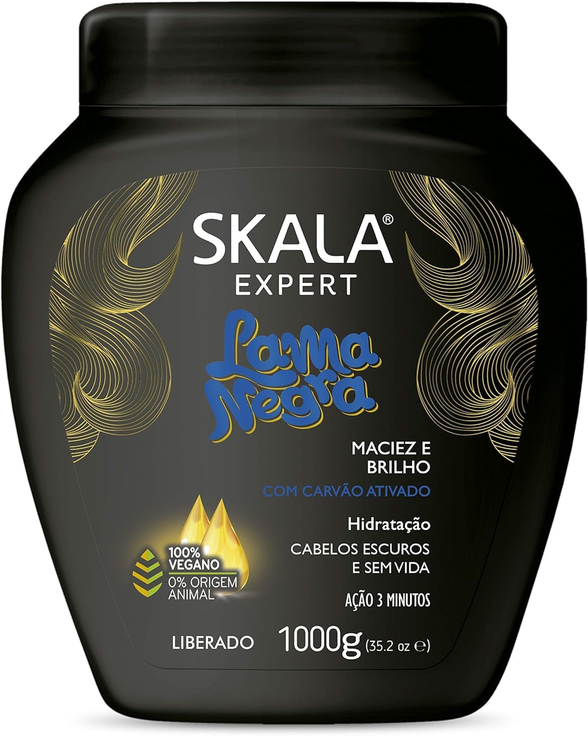 Creme de Tratamento Lama Negra 1 kg | Intensivvård för alla hårtyper | Fuktighetskräm, flerfärgad, 1 kg förpackning Naty Shop Hårmask Standardtitel
