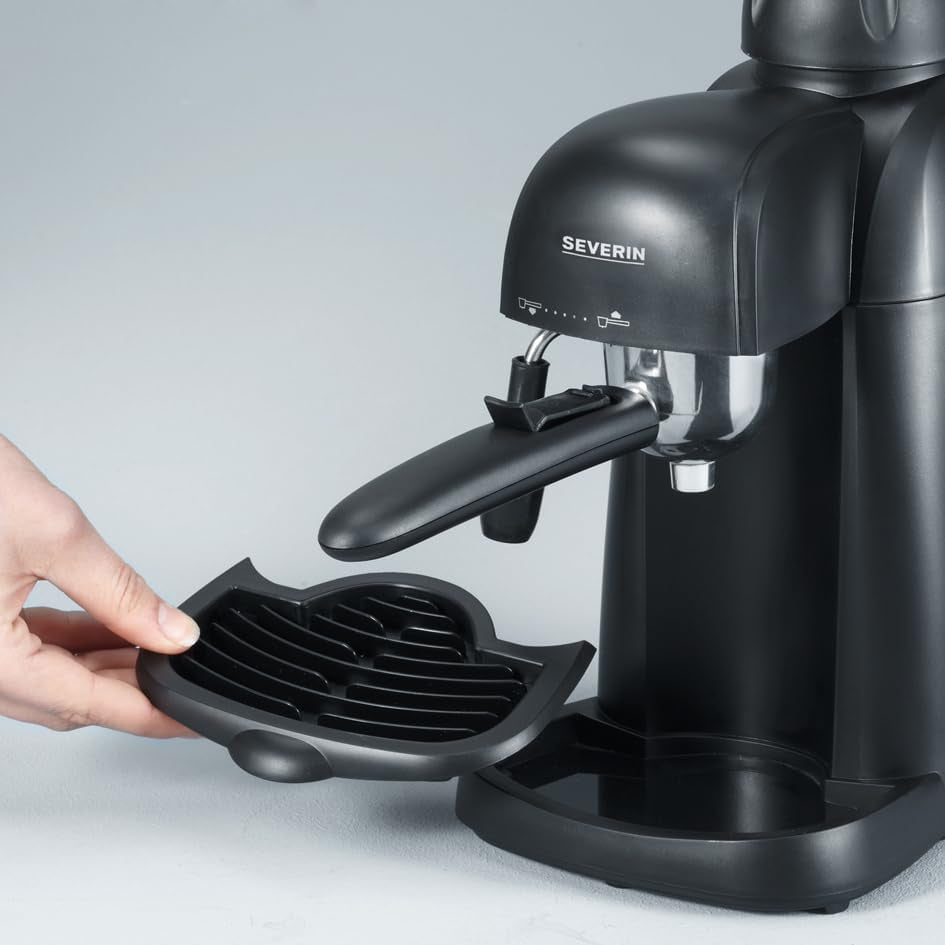 SEVERIN KA 5978 espressomaskin (inkluderar serveringsskål och mätsked, upp till 4 koppar) svart, standard