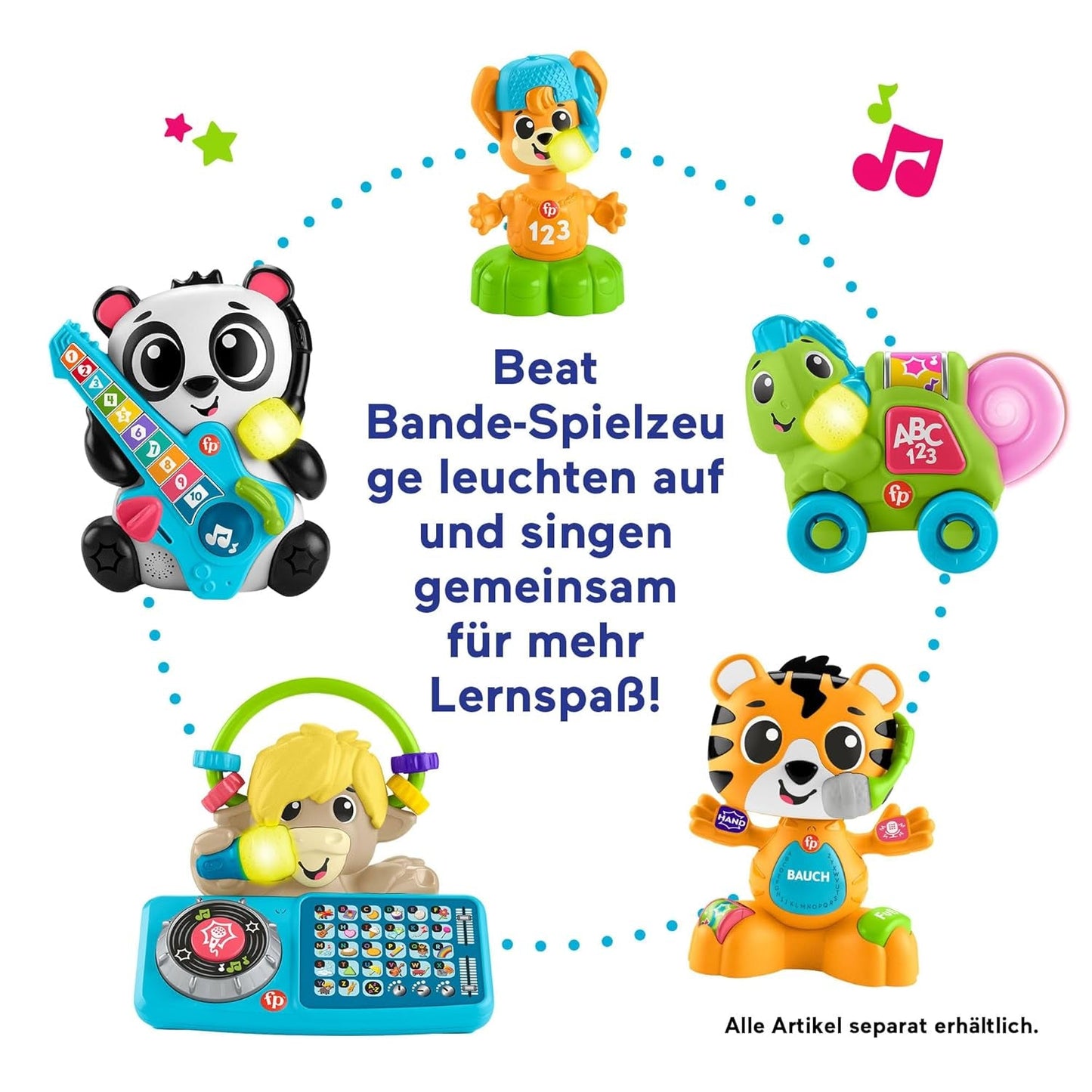 Fisher-Price Baby and Toddler Beat Bande Lern & Tanz Tiger Justin Educational Toy with Sounds and Lights for babys 9 months and up, German Edition, HYL31 Baby Toys Naty Shop