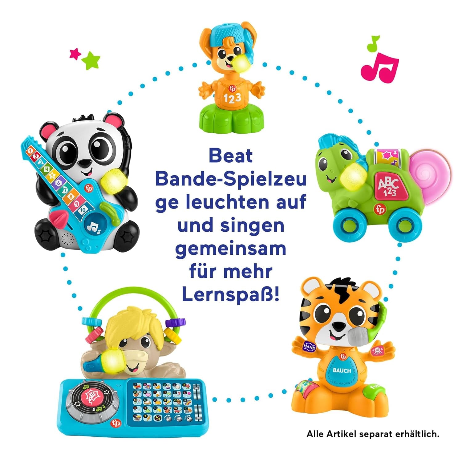 Fisher-Price Baby and Toddler Beat Bande Lern & Tanz Tiger Justin Educational Toy with Sounds and Lights for babys 9 months and up, German Edition, HYL31 Baby Toys Naty Shop