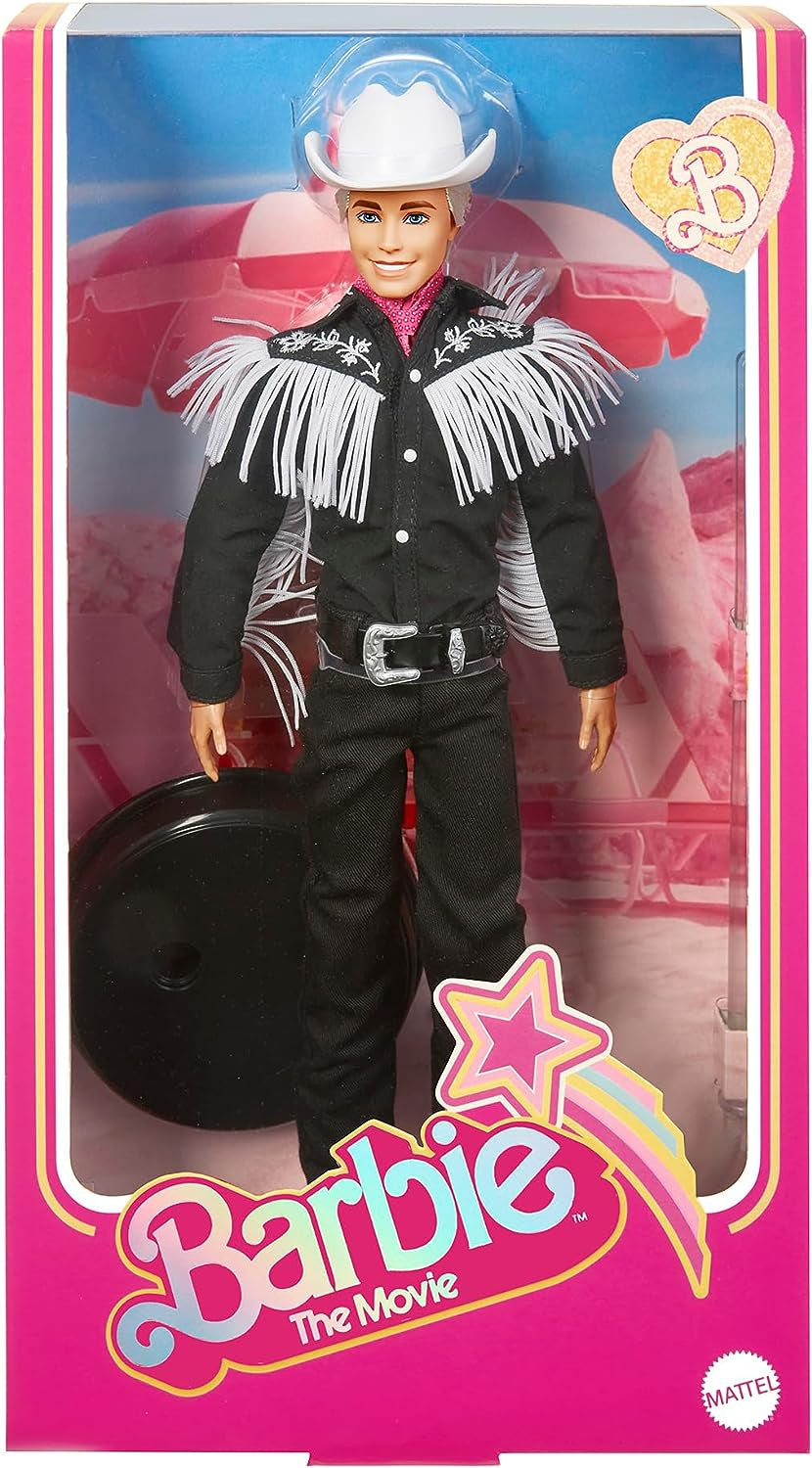 BARBIE the MOVIE Ken - Samlardocka i västerländsk outfit, vintageskjorta, cowboyhatt, vita stövlar från filmen för åldrarna 3 och uppåt, HRF30 Naty Shop Dolls