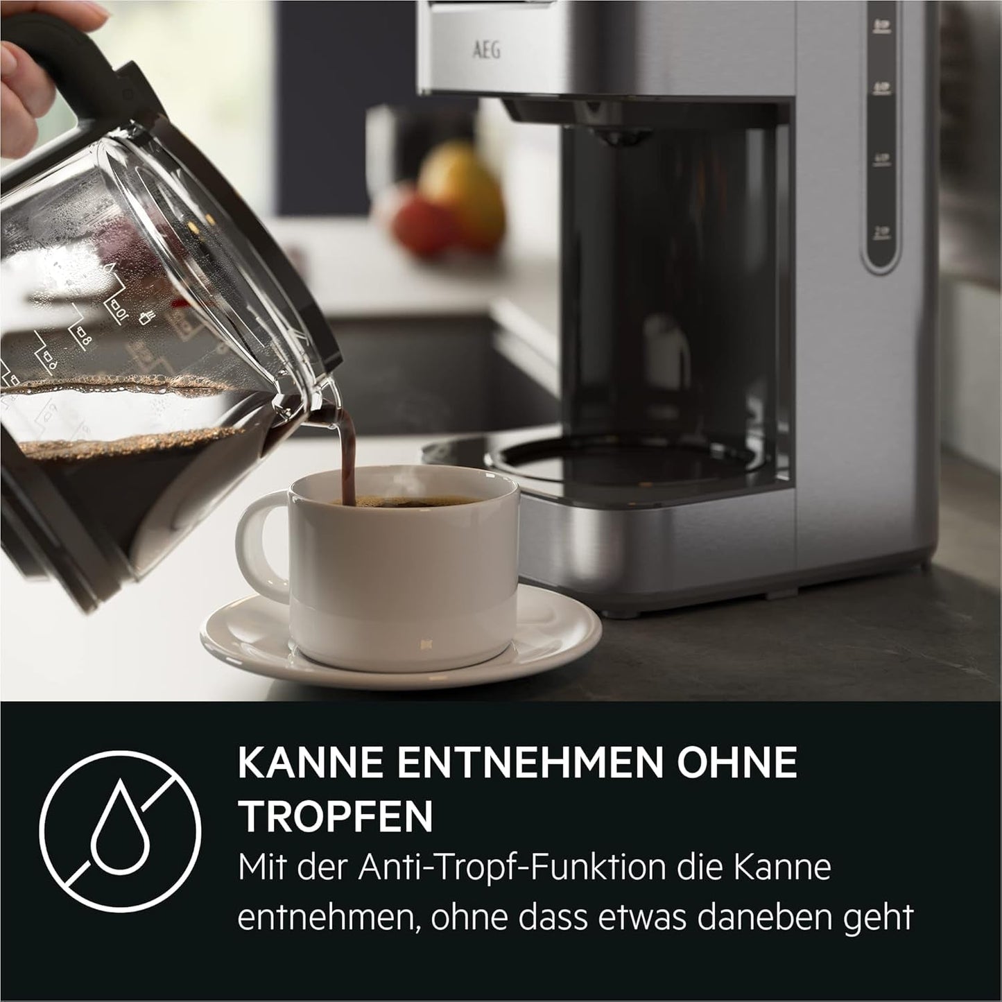 AEG Deli 5 espressomaskin, 1,5 l, programmerbar timer, varmhållningsfunktion, säkerhetsstopp, vattennivåindikator, optimal dosering, antidroppfunktion, rostfritt stål, CM5-1-6ST