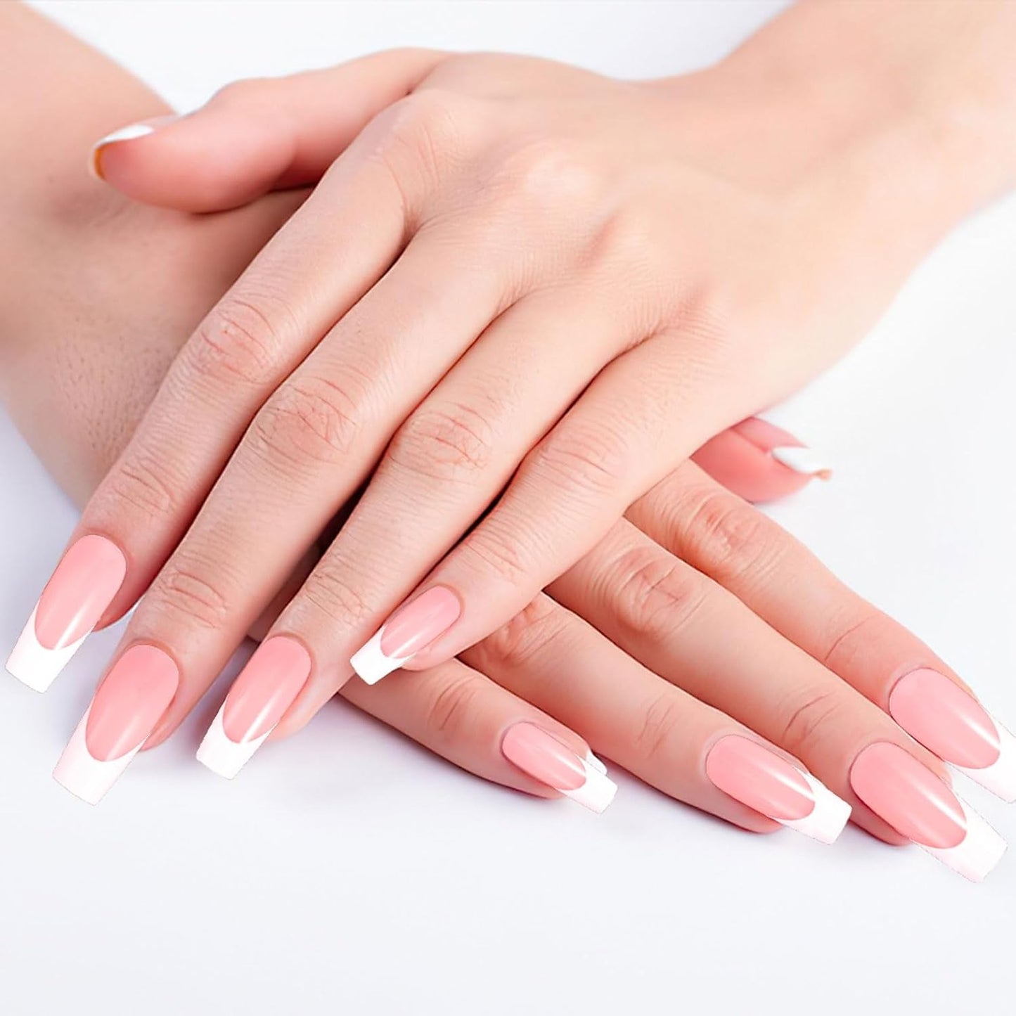 360 st konstgjorda naglar franska naglar Medium rektangel lösnaglar Naturliga falska naglar DIY lösnageltips med nagelfilspress på lösnaglar för damer och kvinnor