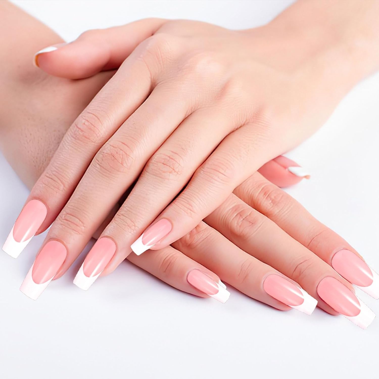 360 st konstgjorda naglar franska naglar Medium rektangel lösnaglar Naturliga falska naglar DIY lösnageltips med nagelfilspress på lösnaglar för damer och kvinnor