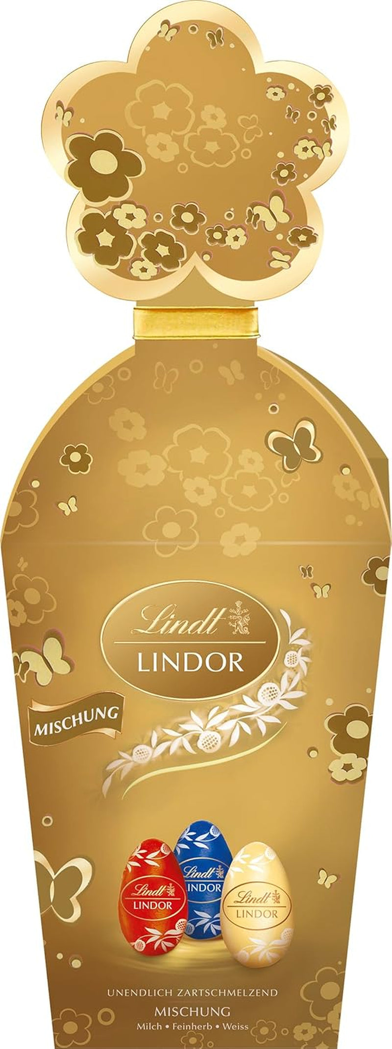Påskmix Lindt Choklad LINDOR | Kartong 144g | LINDOR-ägg som smälter i munnen i tre varianter: Mjölkchoklad, Mörk choklad, Hasselnöt | Påskchoklad | Gåva av choklad | 1 förpackning