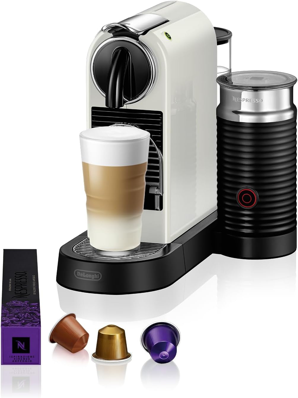 Nespresso EN167.W Citiz kapselespressomaskin, högtryckspump och idealisk temperaturkontroll, utan Aeroccino (mjölkskummare), energisparfunktion, 1260 W, gräddvit, 37,4 x 11,9 x 25,5 cm