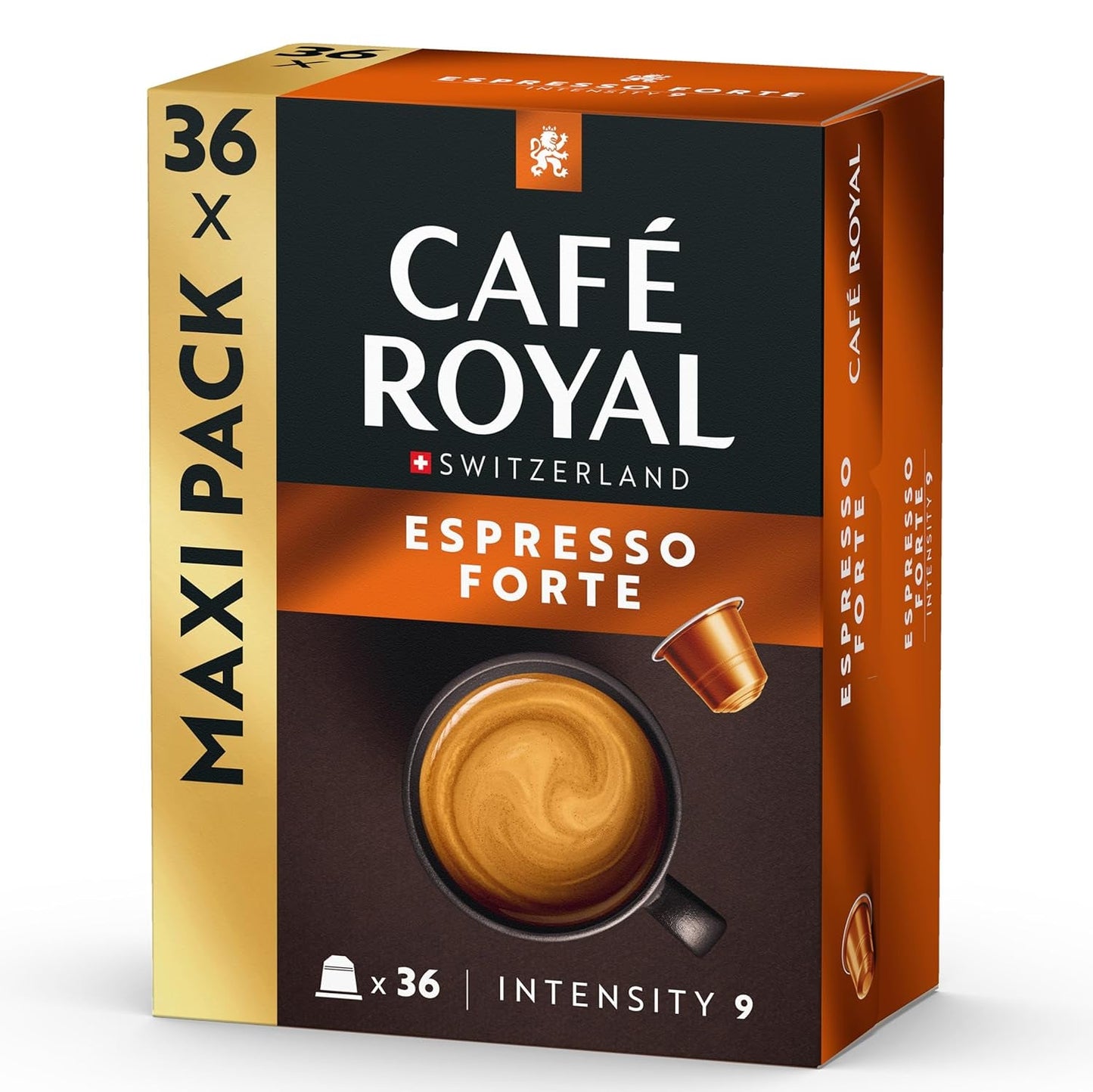 Café Royal Espresso Forte – Nespresso®-kompatibla kaffekapslar, 100 % Arabica, fyllig, medelrostad, intensitet 9/12, 36 kapslar
