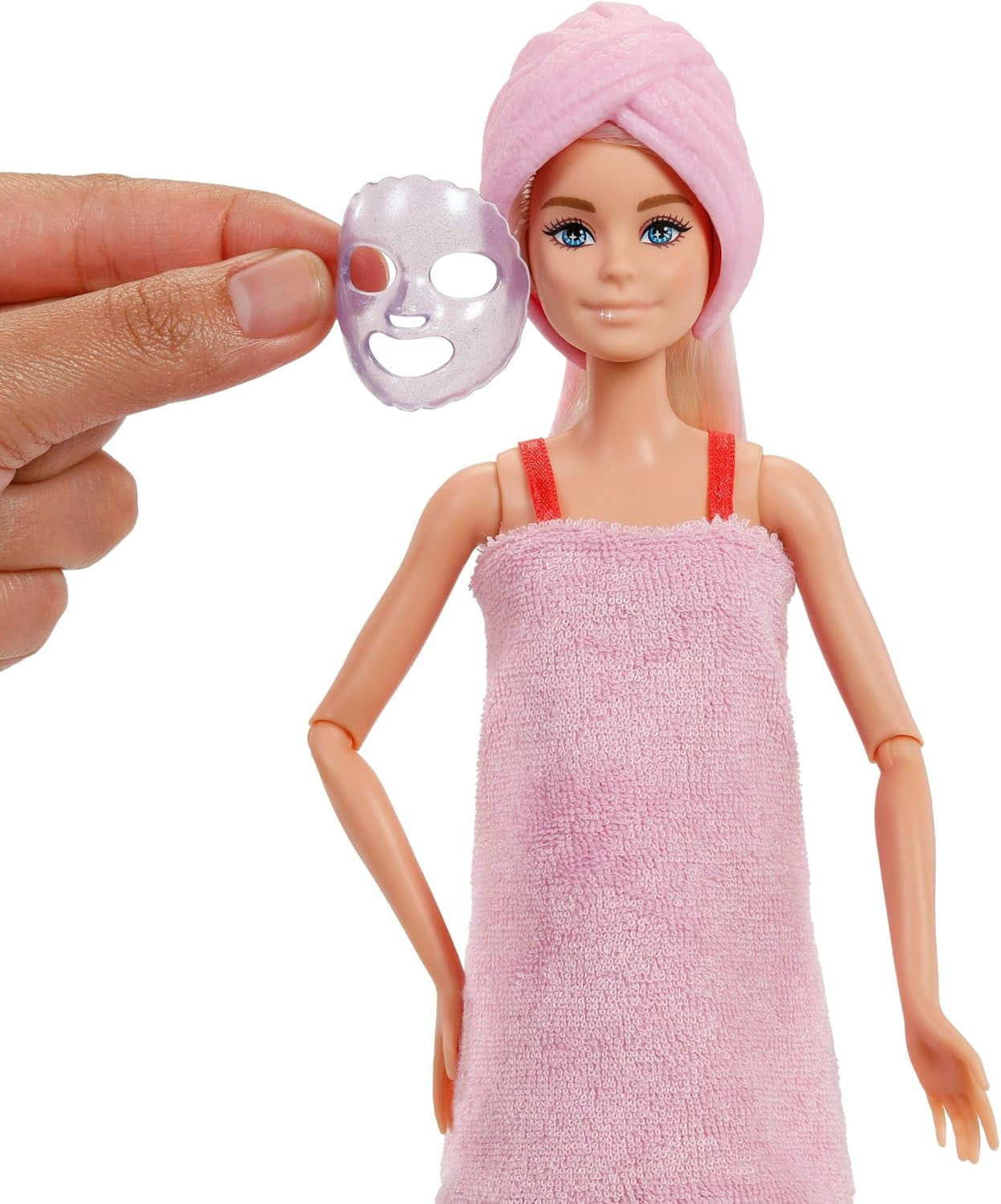 Barbie Partydocka utan låda och tillbehör, Glam Party-serie med 10 överraskningar, inklusive en knallröd docka med färgskiftande effekt, JFY68